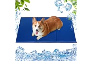 Pawzone Tappetino Refrigerante per Cani e Gatto Animali Domestici Tappeto in Gel Auto Raffreddamento perfetto per cani e gatti in estate (L, C Blue)