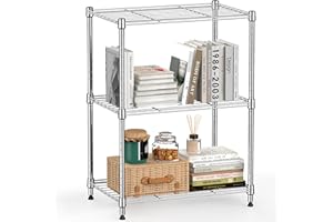 M MZG 450 lbs Wire Storage Shelving 3-Tier Utility Shelving Unit Steel Organizer Wire Rack for Home,Kitchen,Office,Chrome 30 x 45 x 67 cm