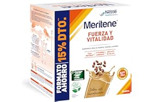 Meritene, Fuerza y Vitalidad, Batidos Sabor Café Descafeinado, Fuerza para tus Músculos, Vitalidad para ti, Nutrición para Adultos con Proteínas, Vitaminas y Minerales, 30 Sobres, 900 gr