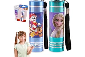 SRV HUB 2X Mini Linternas para Niños, Paw Patrol Aluminio Antorcha para Niños Luz Congelada Luz Nocturna Cordón Ideal para Leer, Acampar, Caminar, Regalo para Niños Corte de Energía Funciona con Baterías