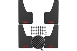 XUKEY 4 unids Faldillas antibarro Universal 36x21cm Negro Guardabarros para Coche SUV Van Hatchback UTV ATV Delantero Trasero Guardabarros con Hardware('R.S MUD Flaps-Letra)