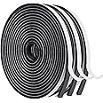 MAGZO Weather Stripping Door Seal, 1/4 Inch Wide X 1/8 Inch Thick Adhesive Foam Tape Soundproof Weatherstripping for Windows, 3 Rolls Total 50FT Black