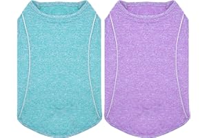 VIVI BEAR 2 Pièces Chemise pour Petits Chiens Sports Chemises athlétiques Respirantes avec Bande réfléchissante Débardeur athlétique léger pour Chiens, Bleu+Violet, L