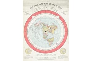 ARTERY8 Map Gleason 1892 World Time Calculator Flat Earth Extra Large XL Wall Art Poster Print Carte Monde Mur Impression d'affiches