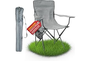 Stagecaptain Fauteuil de Camping Pliable CSB-5282 GY Chiller avec Porte-Boisson, Poche latérale et Sac de Transport. Imperméable, idéal Camping, Festival, Jardin et Plage. Gris.