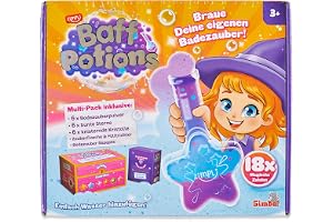 Simba Baff Potions Badtrolleriset – magiskt badlaboratorium för barn med 21 tillbehör, inklusive ingredienser, receptkort och trollkarlsflaska, bubblande badnöje från 3 år