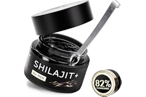 5 ELEMENTUM Shilajit Pure Himalaya Bio 50 g + 4 g Oferta - Resina Original con 82% de Ácido Fúlvico y 87 Minerales | Naturalmente Altamente Dosificado | Tarro de Cristal Oscuro + Cuchara Dosificadora 500 mg