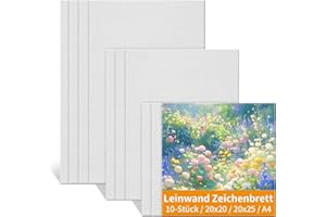 Ciusdkler 10 Stück Leinwand Set, Leeren Leinwänden, (20x20cm-3 STK, 20x25cm-3 STK, A4 21x29.7cm-4 STK) leinwände zum bemalen, Leinwänden für Acrylfarben, Öl und Aquarell