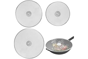 TAOTAZON Frying Pan Splatter Guard, Stainless Steel Splatter Screen for Frying Pan, Multipurpose Grease Splatter Guard - Effectively Prevent Most Hot Oil Spills - Fits 25 & 29 & 33 CM Cookware(3 in 1 Set)
