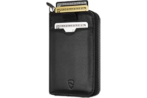 Vaultskin Notting Hill Minimalistyczny portfel z zamkiem błyskawicznym i ochroną RFID dla kart monet i gotówki, czarny, Talla única, Minimalistyczny