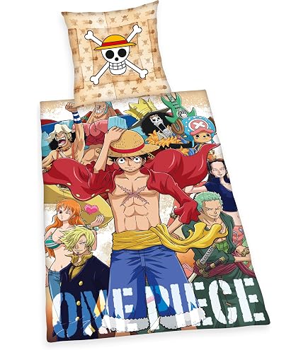 Halantex ONE PIECE Bettwäsche-Set – Monkey D. Luffy GEAR5, 140x200 Cm, 100% Baumwolle