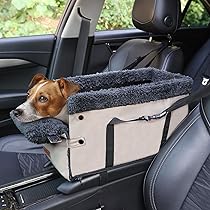 Center Console Dog Car Seat For Small Dogs 5-15 Lbs – Grey, With Safety Belt, Washable, For Cars