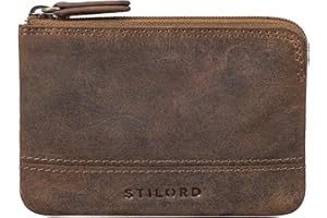STILORD 'Tarlo' Pochette de Clé Cuir RFID Étui à Clés Porte-Monnaie Mini-Bourse avec Porte-Clés Vintage Cuir Véritable, Couleur:Marron Moyen
