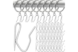 WDEC 100 szt. haczyków do zasłon, metalowe haczyki do zasłon draperii, haczyki do zasłony okiennej, zasłony drzwiowej i zasłony prysznicowej, ze stali nierdzewnej, plisa do zasłon