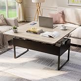MSFE Lift-Up Coffee Table, 4 in 1 Multifunctional Living Room Table with Hidden Storage, Height Adjustable, Modern Convertibl