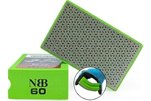 NBB Tampon à Main diamanté pour poncer ou polir éponge diamantée Bloc Diamant de ponçage Polissage avec Dos en éponge Flexible pour meuler Pierre Granit céramique Carreau Verre Bois métal (1, 60#)