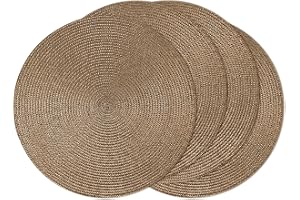 AHHFSMEI Runda flätade bordstabletter 38 cm runda bordsmattor för matbord naturligt vävda värmebeständiga bordsunderlägg set med 4 (brun, 4)