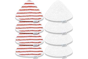 KEEPOW Juego de 8 fundas de repuesto para mopa a vapor Vileda Steam, 4 rojos y 4 blancos