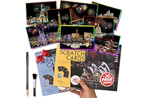 AP ARTSPER 20 Page Scratch Art Book for Adults & Teens: Cityscape Engraving Kit with Travel Landmarks | Stress Relief, Mindfulness & Home Décor Craft Activity | Creative Gift for Artists (Colorful City Series)