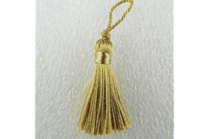 TURNER BROWNE CRAFTS 19 COLOUR 35mm 40mm Length Shiny Rayon Small Mini Keys Gifts BUY 4 8 Tassels 032, 04 Antique Gold, Pack of 4