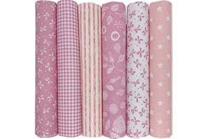 aufodara Tela algodon Telas Patchwork 6 piezas 50 x 50 cm Algodón Para Coser DIY Telas Decorativas Costura Retales Tela Coser Hecho a mano Costura Quilting Scrapbooking Diseños Diferentes (Rosado)