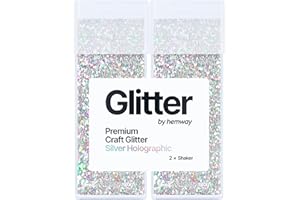 Hemway Premium Glitter Shakers - Silver Holographic | 130g (2 Pack) Fine Metallic Flake Sequins for Resin & Epoxy Crafts | Craft Supplies for Tumblers, Festival, Hair, Face, Body, Eye & Nail Art