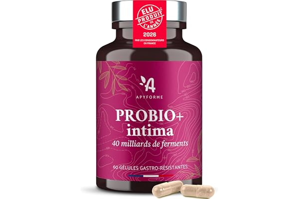 Apyforme - Probio+ Intima - Probiotique Flore Intime - Jusqu'à 40 Milliards UFC/Jour - 4 Souches Lactobacillus Reuteri, Rhamnosus Crispatus et Acidophilus - Fabriqué en France
