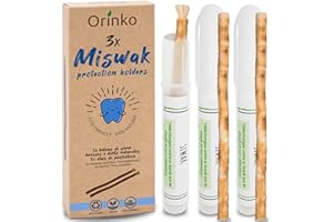 ORINKO Siwak x3 con 3 custodie protettive – Spazzolino da denti 100% naturale – detergente, disinfettante e sbiancante, ecologico, biodegradabile e vegano, Ebook in omaggio