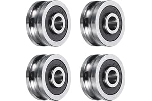 QUARKZMAN 4 Piezas de Rodamientos de Guía de Pista de Ranura en U SG66 6x22x10mm Rueda de Rodillo de Ranura en U (GCR15) Rodamientos de Acero Cromado, Abec3