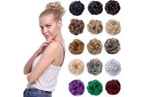 Silk-co Jet Black Updo Hairpiece Curly Messy Hair Bun Donut Chignons Hair Scrunchie Scrunchy Up Do Ponytail Extension Hair Piece