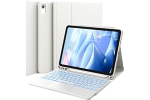 Earto Clavier iPad 11 A16(2025) /10eme Generation 2022, Coque Clavier iPad 10eme Generation avec Touchpad, Eclairage 7 Couleurs, Rechargeable Clavier AZERTY, Blanc