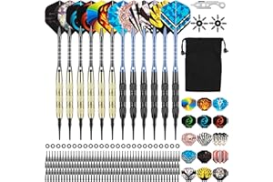 Deetenks 12 Pezzi Freccette Professionali Punta Plastica Set di Freccette di Punta Morbida Kit Set di Punta Morbido da 18 Grammi Darts Professionali con Borsa da Trasporto per Bordo di Freccette