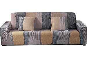 ARNTY Sofabezüge, Moderne Elastischer Sofabezug Stretch 1/2/3/4 Sitzer Couchbezug Antirutsch Blumendruck Sofahusse für Couch Möbelschutz(Bunte-Linien, 3 Sitzer Sofabezüge:181-230cm)
