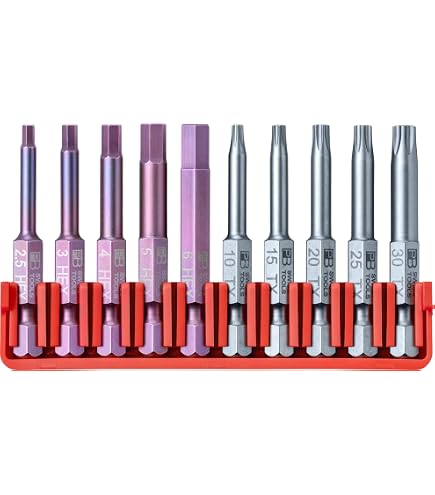 PB Swiss Tools BitBlock – 10 Lange Kugelkopf Innensechskant Bits [10x95mm], 100% Swiss Made, Für Profis & Heimwerker