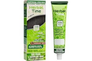 ‎HERBAL TIME Herbal Time Henna Natürliches Farbcreme Für Haare - Henna Braun Haarfarbe Braun - Natürliches Schwarz Nº7 - Deckt Graue Haare Ab - Henna Haarfarbe Ohne Ammoniak, Sulfate, Parabene - 75 ml
