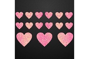 ‎GLITZERDEALS Glitzerdeals Bügelbild Glitzer Set 15 Herzen in Glitzer koralle Glitzerbild zum Aufbügeln Herzen Glitzerflex Herz Bling Aufbügler Herzen