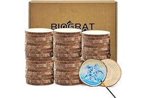 BIOGRAT Dischi di Legno Dischetti legno 6-7 cm 60 pz da Decorare, Tronco Legno