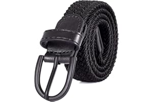 Mile High Life Junior geflochtene elastische Stretchgürtel | Dornschnalle | PU Loop-Endspitze | Jungen Mädchen | 2,5 cm breit | 5 Größen 5 Farben