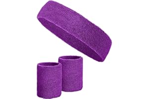 ‎BALINCO Balinco – Schweißband-Set 3-teilig für Damen & Herren – 2X Schweißbänder für Handgelenke & 1x Stirnband aus Baumwoll-Frottee – Perfekt für Sport, Karneval, 80/90er Jahre Outfits – In diversen Farben