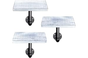 Navaris Set de 3X balda de Madera - Estanterías flotantes de Pared para Adornos - Repisas Modernas para Cocina Dormitorio o baño - Blanco Envejecido