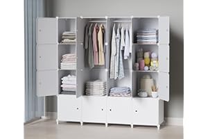 HOMIDEC Armario Armario Armario de 16 cubos portátil estante de almacenamiento, armario de almacenamiento con 35 x 45 cm compartimentos más profundo