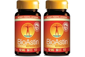 Nutrex Hawaii, BioAstin, Hawaiian Astaxanthin, 12 mg, 2-Day-Depot, 2X 50 Soft Capsules, Vitamin E, Gluten Free, Soy Free, Non-GMO, Double Pack