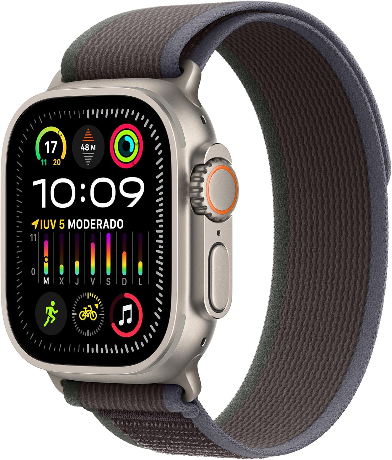Apple Watch Ultra 2 [GPS + Cellular] Smartwatch con Caja de Titanio Resistente de 49 mm y Correa Loop Trail Azul/Negra - Talla M/L. Monitor de entreno, GPS de Alta precisión, Neutro en Carbono