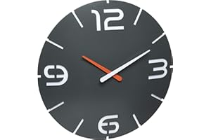 TFA Dostmann Contour Design Funk-Wanduhr, Funkuhr, groß, anthrazit, 60.3536.10