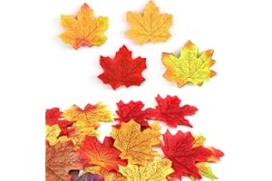 PFLYPF 200 sztuk 8 cm sztucznych liści klonu, dekoracja na Święto Dziękczynienia, rekwizyty fotograficzne ślubne, dekoracja świąteczna, nadaje się do ogrodu, na imprezy