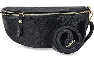 Frentree® Damen Echtleder Bauchtasche, Made in Italy, Umhängetasche Crossbody Tasche Schultertasche mit goldenem Reißverschluss, Größe MINI