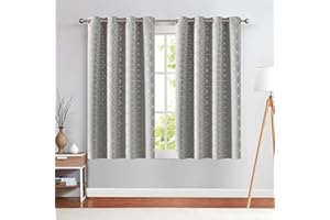 Vangao Grau Vorhänge Verdunklungsvorhang mit Ösen Verdunklung Geometrisch Muster Gardinen Blickdicht Thermovorhang Sonnenschutz für Wohnzimmer Schlafzimmer Kinderzimmer 2 Stück 130Bx145H(cm)
