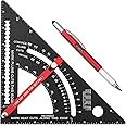 XUNTOP 7 Inch Carpenter Square Rafter Square Woodworking Square Tool Aluminium Adjustable Combination Square Set Metal Carpentry Triangle Ruler with Marking Pen for Carpentry Construction