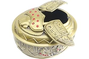 XMSJSIY Cendrier en métal, cendrier avec couvercle, décoration vintage, coupe-vent, pour l'extérieur et l'intérieur, cadeau fantaisie pour homme et femme (style égyptien)