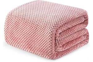 Exclusivo Mezcla Bardzo duży koc polarowy, miękki i ciepły, na sofę i łóżko, gofrowana tekstura, przytulny i lekki, 230 x 270 cm, różowy